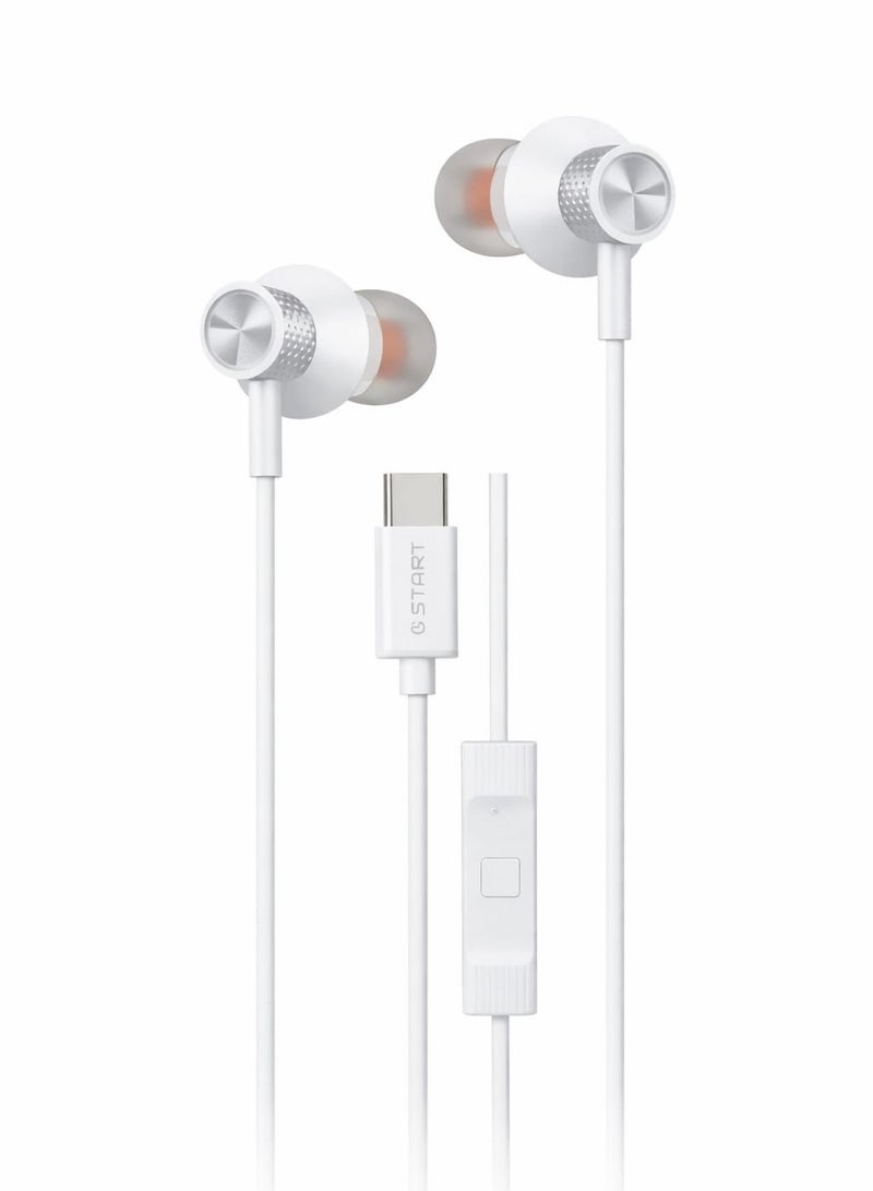 ST-708 سماعة اذن سلكية تايب سي ستيريو هاي فاي مع مايكروفون مدمج عزل صوت صوت نقي للمكالمات والموسيقى للاندرويد والهواتف والكمبيوتر